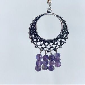 HAND CRAFTED EARRINGS Vintage Chandelier Faceted Amethyst Crystals Dangle NWT